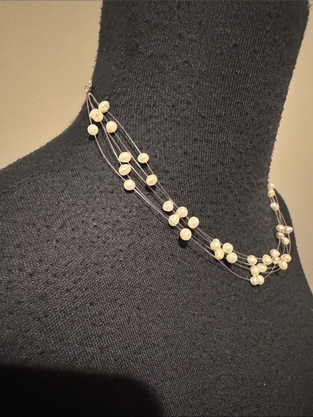 Lia Sophia Vintage Pearlette Multi-Strand Floating Pearl Illusion Necklace. NWT